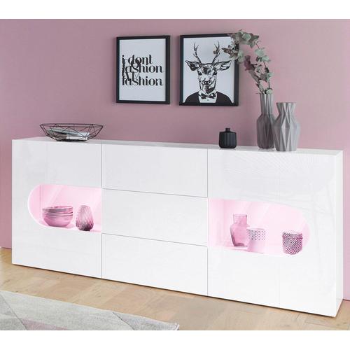 „Sideboard TECNOS „“Real““ Sideboards Gr. B/H/T: 180 cm x 81 cm x 40 cm, 3, weiß (weiß hochglanz) Sideboards Breite 180 cm“