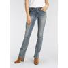 Bootcut-Jeans ARIZONA "Ultra-Stretch", Damen, Gr. 96, K + L Gr, blau (blau used), Denim/Jeans, Obermaterial: 74% Baumwolle, 24% Polyester, 2% Elasthan, Basic, extraeng lang, Jeans, normale Passform, Baby-Bootcut, Used-Look-Waschung, Topseller