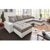 Wohnlandschaft COLLECTION AB "XL-Josy U-Form, Breite 313 cm, Kunstleder-Mix, Microfaser", grau (weiß, grau), B:313cm H:84cm T:161cm, Kunstleder SOFTLUX/80% Polyester; 20% Polyacryl, Sofas, inkl. Bettfunktion, Bettkasten, mit 4 gleich großen...