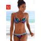 Push-Up-Bikini-Top VENICE BEACH "Summer" Gr. 36, Cup C, blau (marine, bedruckt) Damen Bikini-Oberteile Ocean Blue mit wattierten Cups
