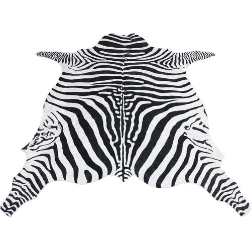 "Teppich BRUNO BANANI ""Zebra"" Teppiche Gr. B/L: 120 cm x 155 cm, 6 mm, 1 St., schwarz-weiß (weiß, schwarz) Designer-Teppich Kurzflorteppich Möbel Teppich Esszimmerteppiche Teppiche Druckteppich in Fellform, Zebra-Optik, angenehme Haptik"