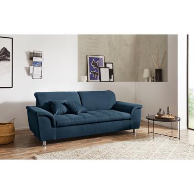 2,5-Sitzer DOMO COLLECTION "Franzi, zeitlos und elegant, moderne Sitzheftung", blau (dunkelblau), B:210cm H:81cm T:105cm, Sofas, wahlweise mit Kopfteilverstellung, inklusive Zierkissen Image