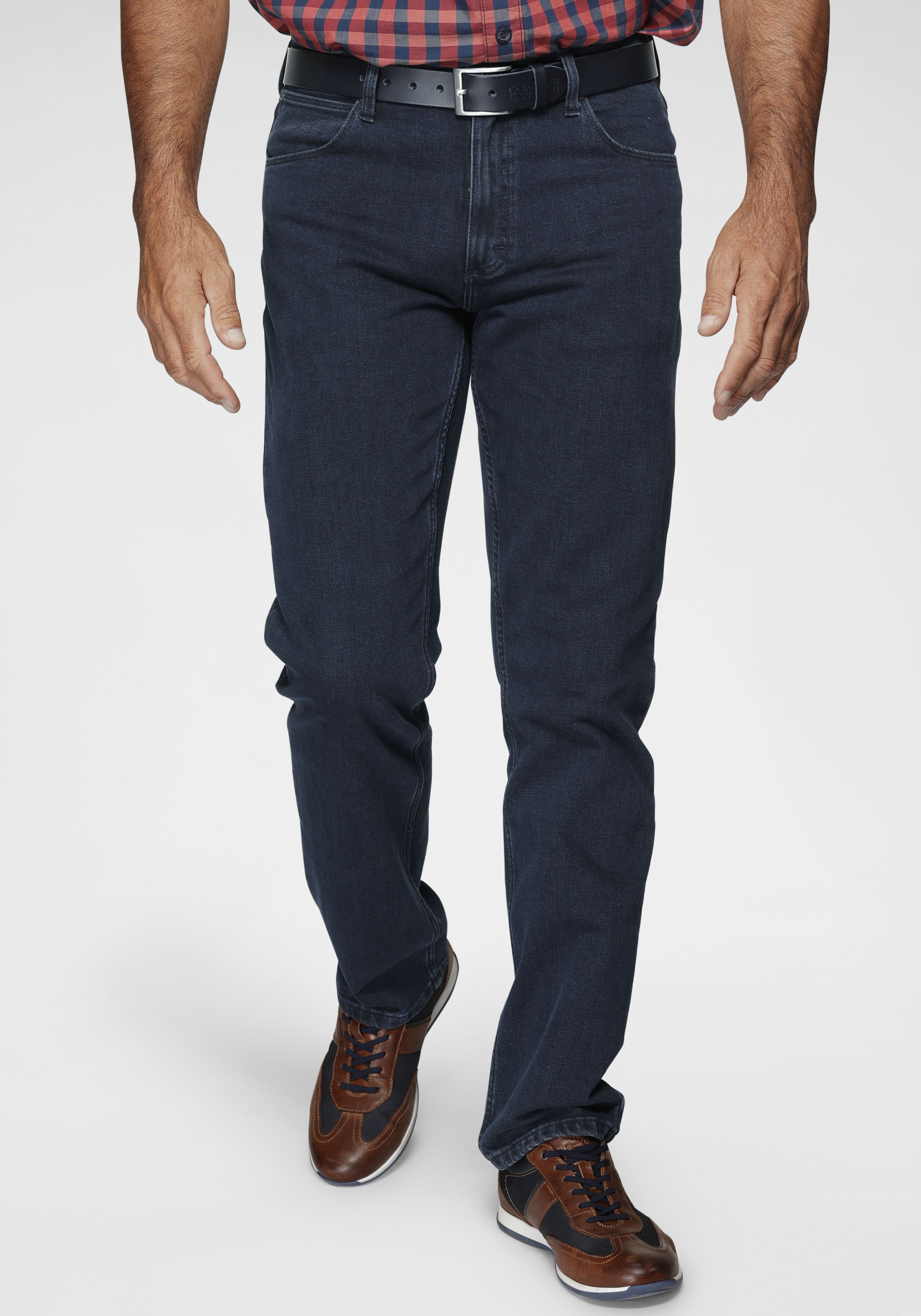 Straight-Jeans WRANGLER "Authentic Straight", Herren, Gr. 32, Länge 30, blau (blau, schwarz), Denim/Jeans, Obermaterial: 99% Baumwolle, 1% Elasthan, normal lang, Jeans Straight-Jeans, Topseller
