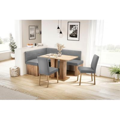 Eckbank MASSIVLINE & MORE "Anna 2", grau (grau, holzwerkstoff golden oak), B:130cm H:83cm T:169cm, Spanplatte, Kunstleder, Holzwerkstoff, Sitzbänke, Breite 169 cm Image