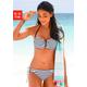 Bandeau-Bikini-Top VENICE BEACH "Summer" Gr. 40, Cup D, bunt (weiß, marine, gestreift) Damen Bikini-Oberteile Ocean Blue mit geraffter Mitte