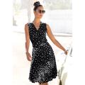 Jerseykleid VIVANCE, Damen, Gr. 42, N-Gr, schwarz-weiß (schwarz, weiß, bedruckt), Jersey, Obermaterial: 100% Viskose, gepunktet, modisch, figurumspielend kniefrei, V-Ausschnitt, ohne Ärmel, Kleider, mit Punktedruck und V-Ausschnitt, elegantes...