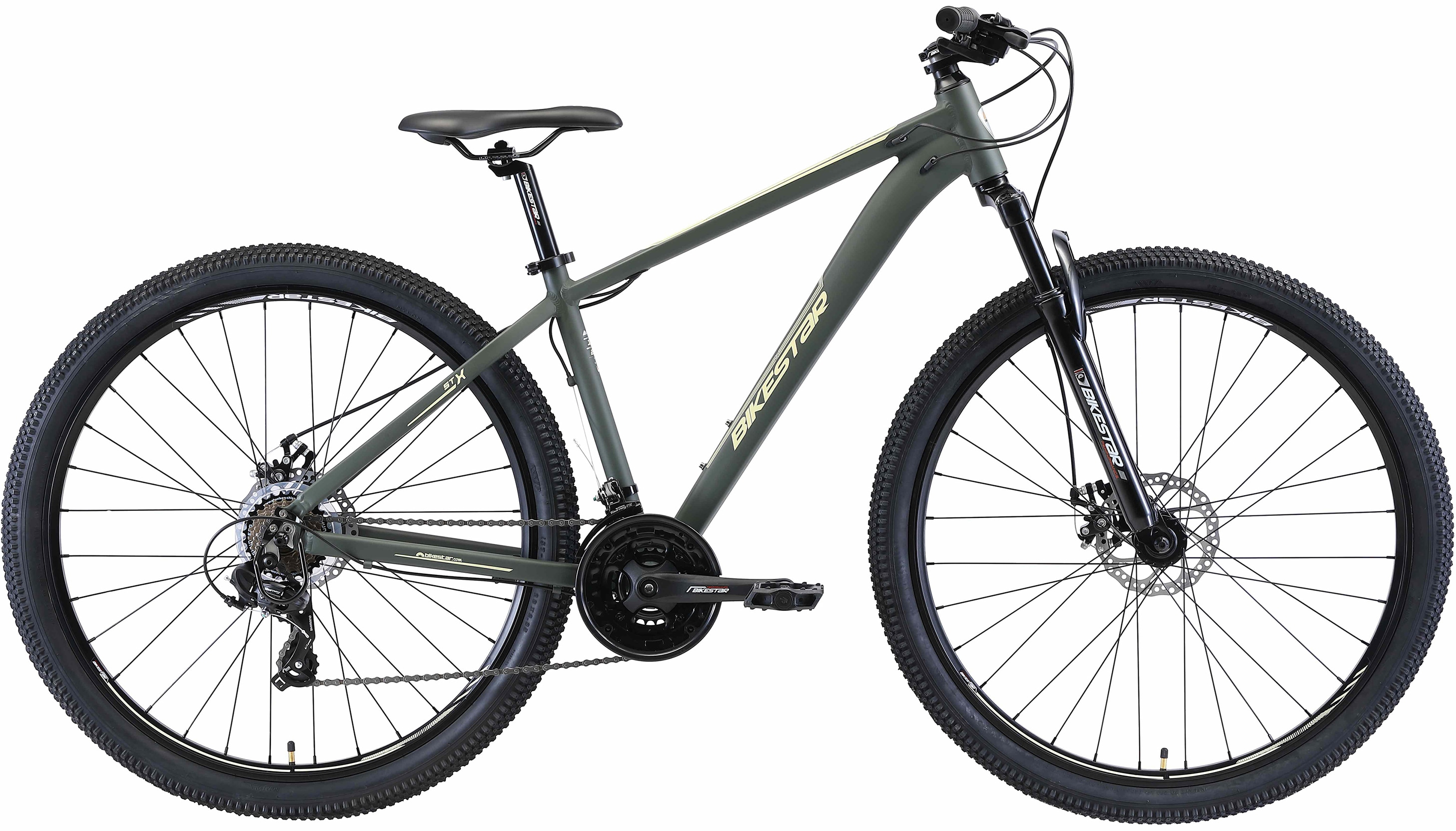 Mountainbike BIKESTAR Gr. 43, grün, Fahrräder, 43cm, 29 Zoll (73,66cm), für Damen und Herren, Kettenschaltung