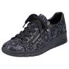 Wedgesneaker RIEKER, Damen, Gr. 36, schwarz (schwarz, metallic), Lederimitat, sportlich, Schuhe Sneaker, mit floralem Druck, Freizeitschuh, Halbschuh, Schnürschuh