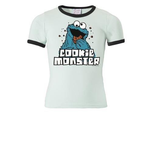 "T-Shirt LOGOSHIRT ""Sesamstraße - Krümelmonster"" Gr. 170, weiß Mädchen Shirts T-Shirts mit niedlichem Krümelmonster-Frontdruck"