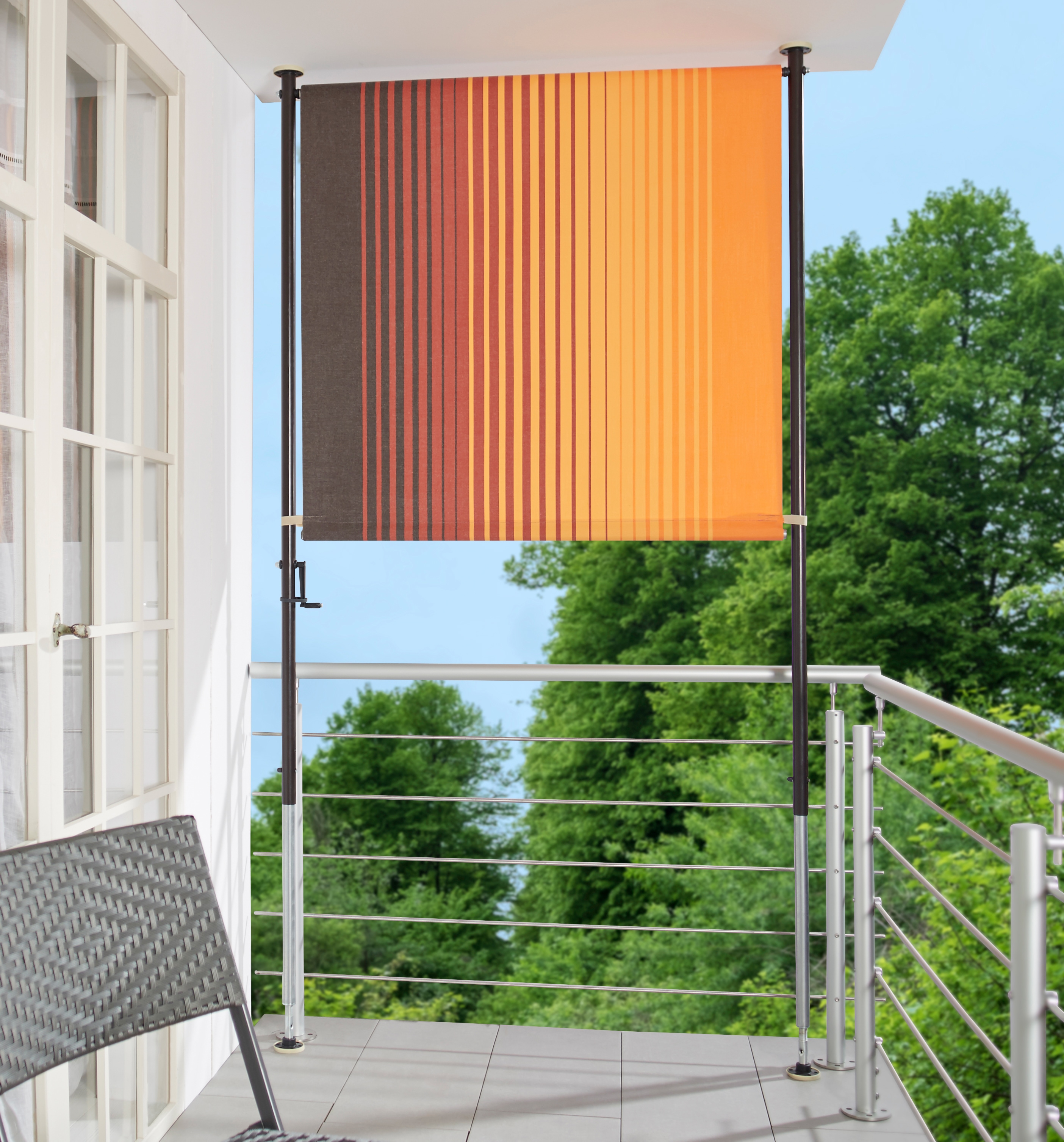 Klemm-Senkrechtmarkise "Nr. 100", orange (orange, braun), B:150cm H:225cm, Polyacryl, ANGERER FREIZEITMÖBEL, Markisen, orange/braun, BxH: 150x225 cm