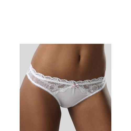 Rioslip LASCANA Gr. 44/46, weiß Damen Unterhosen Hochzeitsdessous Hochzeitswäsche Reizwäsche Slip Spitzenwäsche String Tanga Klassische Slips