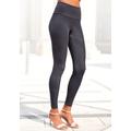 Leggings LASCANA, Damen, Gr. 56/58, N-Gr, grau (anthrazit), Single Jersey, Obermaterial: 95% Baumwolle, 5% Elasthan. Graumeliert (Obermaterial): 51% Baumwolle, 44% Polyester, 5% Elasthan, unifarben, Basic, Basic lang, Hosen, mit breitem Bündchen,...