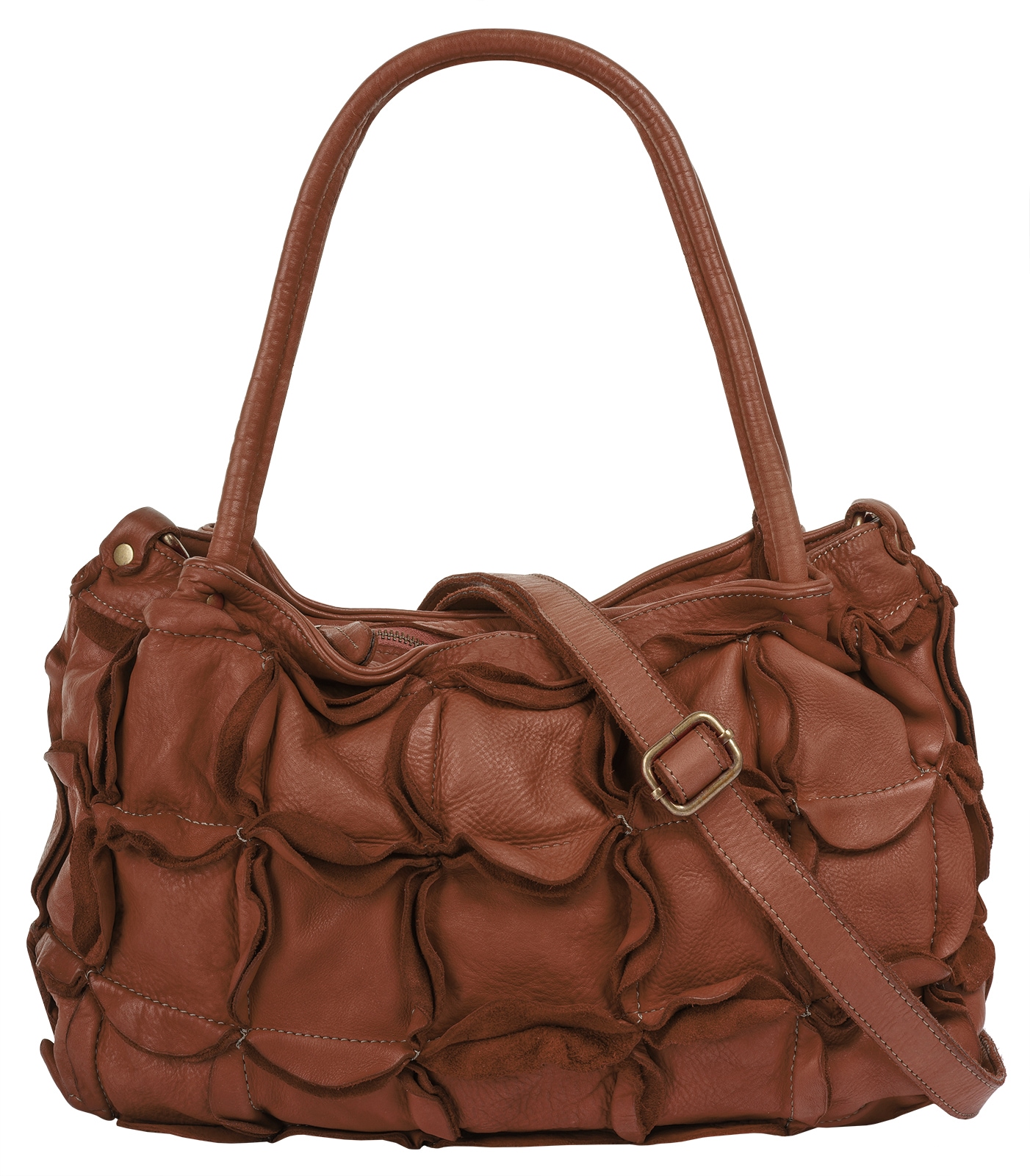 Shopper SAMANTHA LOOK, Damen, Gr. B/H/T: 37cm x 25cm x 14cm onesize, braun (cognac), Leder, vintage, Taschen, echt Leder, Made in Italy Image