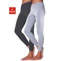 Leggings VIVANCE ACTIVE, Damen, Gr. 56/58, N-Gr, grau (hellgrau, schwarz), Single Jersey, Obermaterial: 95% Baumwolle, 5% Elasthan. Melange in der Packung: 60% Baumwolle, 35% Polyester, 5% Elasthan, unifarben, meliert, Basic, Basic lang, Hosen, mit...