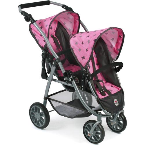 "Puppen-Zwillingsbuggy CHIC2000 ""Vario, Stars Grey"" Puppenwagen grau (stars grey) Kinder Puppenwagen -trage"