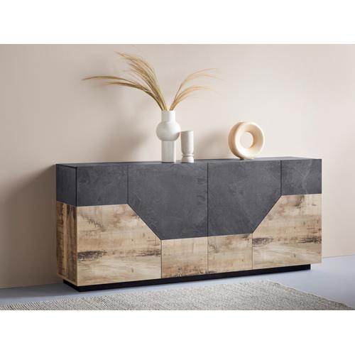 „Sideboard INOSIGN „“alien““ Sideboards Gr. B/H/T: 200 cm x 86 cm x 43 cm, schwarz (schiefer, ahorn pereira) Sideboards Breite ca. 200 cm“