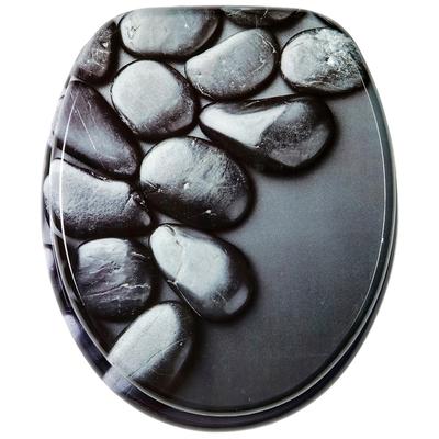 WC-Sitz SANILO "Hot Stones", grau (grau, schwarz), B:37,7cm L:47cm, MDF - Mitteldichte Holzfaserplatte, WC-Sitze, mit Ab