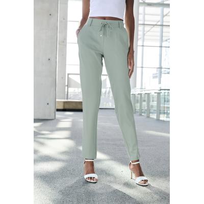 Jogger Pants LASCANA, Damen, Gr. 34, N-Gr, grün (mint), Sweatware, Obermaterial: 70% Viskose, 25% Polyamid, 5% Elasthan, unifarben, feminin, Basic schmal knöchelfrei, Hosen, mit elastischem Bund und Gürtelschlaufen, Loungewear Image