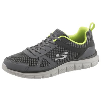 Sneaker SKECHERS "Track", Herren, Gr. 39, grau (grau schwarz), Leder, Textil, sportlich, Schuhe, mit seitlichem Logo, Fr