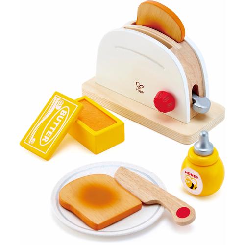 "Kinder-Toaster HAPE ""Pop-Up-Toaster-Set, 7-tlg."" Spielzeug-Haushaltsgeräte gelb (natur, weiß, gelb) Kinder Altersempfehlung Spielzeug-Haushaltsgeräte aus Holz"