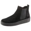 Chelseaboots GABOR, Damen, Gr. 44, schwarz (schwarz, schwarz), Veloursleder, unifarben, sportlich, Schuhe, Plateau, Stiefelette, Schlupfschuh mit dezenten Kontrastnähten