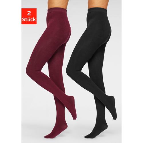 Thermostrumpfhose LAVANA Gr. L (44/46), rot (weinrot) Damen Strumpfhosen mit angerauter Innenseite