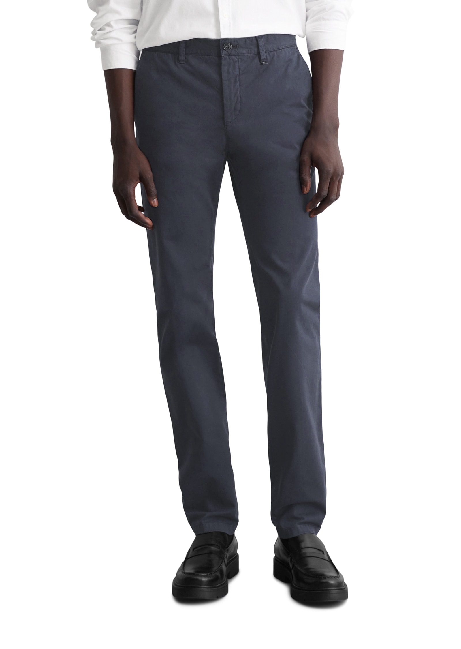 Chinohose MARC O'POLO "aus Bio-Baumwoll-Twill", Herren, Gr. 36/36, Länge 36, blau (blaubird), Obermaterial: 97% Baumwolle, 3% Elasthan, unifarben, slim fit normal, Hosen Chinohose