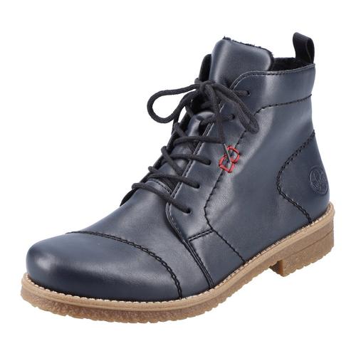 Schnürstiefelette RIEKER Gr. 37, blau (dunkelblau) Damen Schuhe mit honigfarbener Laufsohle