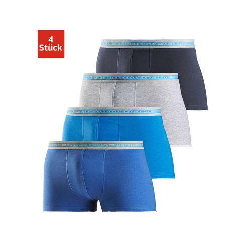 Boxer AUTHENTIC UNDERWEAR Gr. 8, blau (blau, türkis, grau, meliert, marine) Herren Unterhosen schwarzer Webbund mit Logoschriftzug