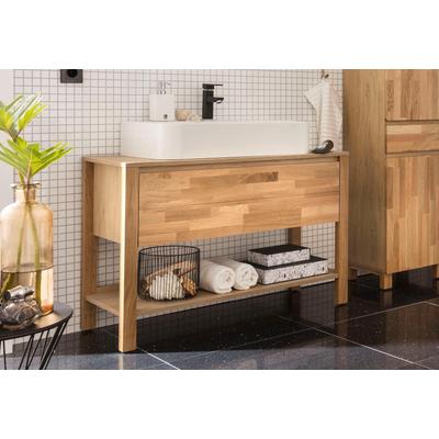 Waschbeckenunterschrank HOME AFFAIRE "Kaika", braun (eichefarben, eiche massiv), B:100cm H:69cm T:41cm, Schränke, Breite 100 cm Image