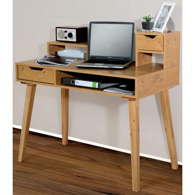 Sekretär VOGL MÖBELFABRIK "Emil", blau (wildeichefarben, eiche massiv), B:105cm H:98,6cm T:55cm, Sekretäre, Beine Massivholz, mit griffloser Optik, Made in Germany Image