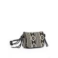 Umhängetasche LASCANA "Crossbody Bag", Damen, Gr. B/H/T: 19cm x 14cm x 5cm, schwarz-weiß (schwarz, ecru), Textil, bedruckt, ethno, gemustert, Taschen, im Ethno Look, Minibag, Handtasche, Schultertasche, Tragetasche VEGAN