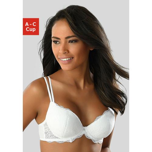 Push-up-BH VIVANCE Gr. 80, Cup C, weiß Damen BHs BH Hochzeitsdessous Hochzeitswäsche Push-up-BH Spitzen-BH Spitzenwäsche Spitzen-BHs mit 2 Tragevarianten, Dessous