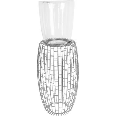 Kerzenständer KAYOOM "Kerzenständer Malibu 825", silber, B:28cm H:73cm T:28cm Ø:28cm, Kerzenhalter Image