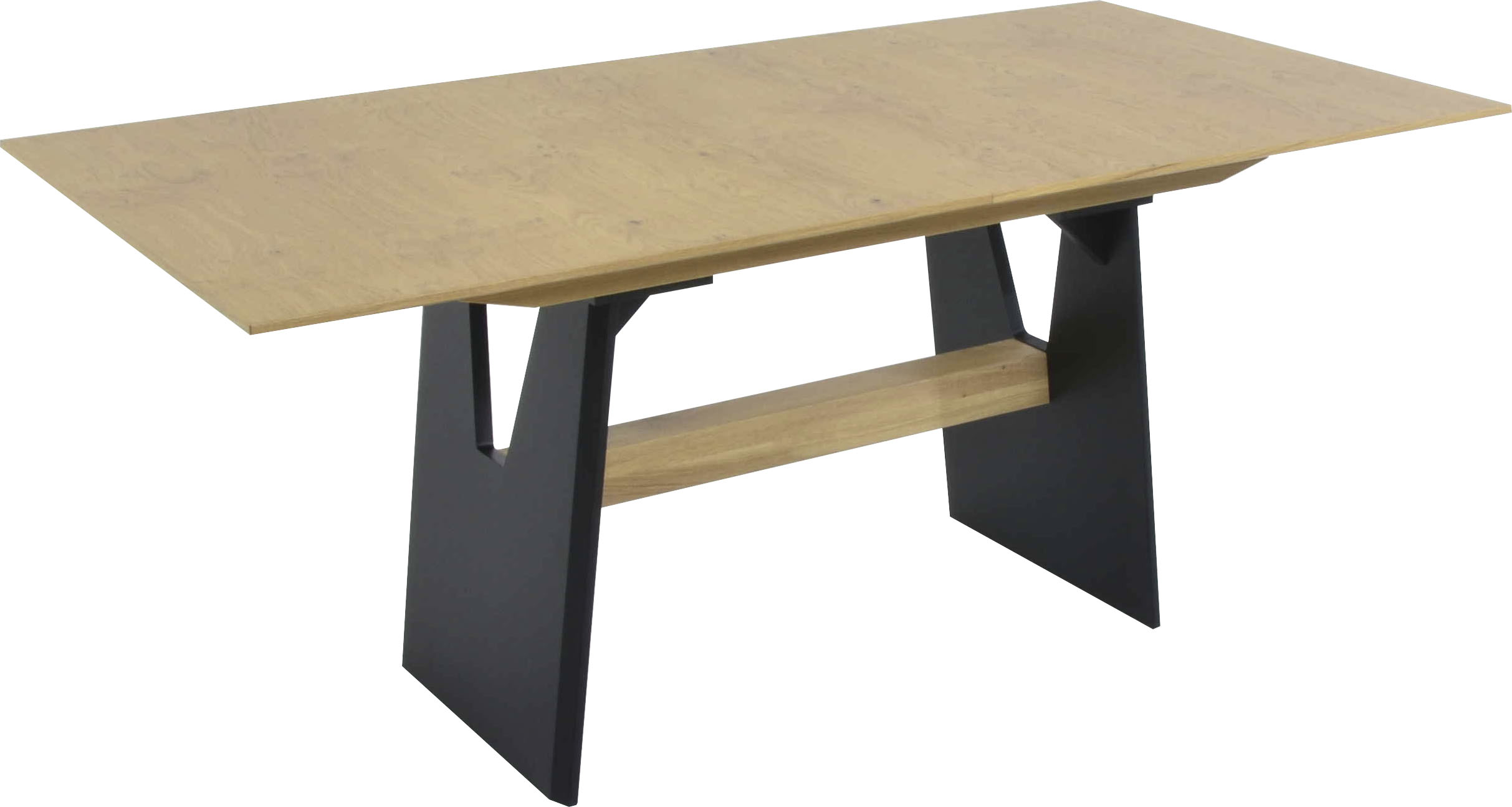 Esstisch K+W KOMFORT & WOHNEN "Giacomo I", braun (asteiche natur 2829, schwarz, asteiche natur), B:160cm H:75cm T:90cm, Tische, Rechteckiger Esstisch Esstisch Ausziehbarer Esstisch, Esstisch in Asteiche natur, Untergestell in MDF mit furnierten Balken