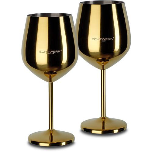 Weinglas ECHTWERK Trinkgefäße goldfarben Weingläser und Dekanter PVD Beschichtung, 2-teilig, 0,5 Liter