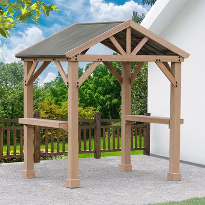 Grillpavillon WESTMANN "Laval 6x7", beige (natur), B/H/T: 245cm x 268cm x 174cm, Pavillons, BxT: 174x245 cm, mit Seitena