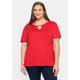 Rundhalsshirt SHEEGO "Große Größen" Gr. 40/42, rot (mohnrot) Damen Shirts Jersey mit Flügelärmeln und Cut-out am Ausschnitt