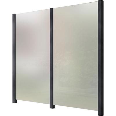 Zaun STAKET PRO, grau (anthrazit), Pfosten: 3 St., Aluminium, Glas, Zaunelemente, Glaszaun, Gesamtlänge: 2,29 m, 3 Pfost