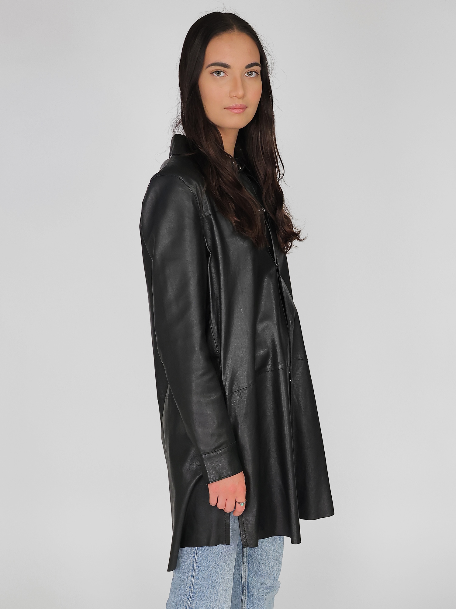 Langjacke MAZE "42021101", Damen, Gr. L, schwarz, Obermaterial: 100% Lammleder, Jacken Langjacke