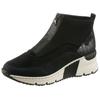 Schlupfboots RIEKER, Damen, Gr. 42, schwarz, Nubuklederimitat, Textil, Reptilienprägung, Veloursleder, sportlich, Schuhe, mit Zier-Reißverschluss