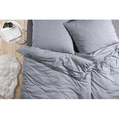 Bettwäsche ESTELLA "TAKOMA", grau, B/L: 135cm x 200cm, , Mako-Interlock-Jersey, B/L: 80cm x 80cm, Mako-Interlock-Jersey, Obermaterial: 100% Baumwolle, Bettwäsche, ABSOLUT BÜGELFREI Image