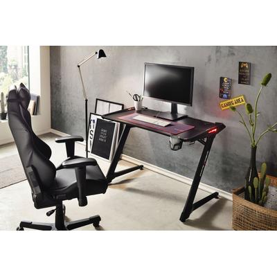 Gaming-Tisch MCA FURNITURE "Gaming Tisch", schwarz (schwarz, schwarz, carbon look), B:120cm H:77cm T:64cm, Tischplatte Holzwerkstoff Carbon Look, Gestell 100% Metall, Tische