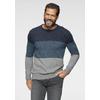 Rundhalspullover MAN'S WORLD "Bis Größe 5 XL", Herren, Gr. 5XL (72/74), bunt (blau, petrol, grau), Strick, Obermaterial: 50% Baumwolle, 50% Polyacryl, gestreift, casual, regular fit, Rundhals, Langarm Rippstrickbündchen, Pullover, mehrfarbig