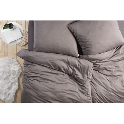 Bettwäsche ESTELLA "TAKOMA", grau (taupe), B/L: 155cm x 200cm, , Mako-Interlock-Jersey, B/L: 80cm x 80cm, Mako-Interlock-Jersey, Obermaterial: 100% Baumwolle, Bettwäsche, ABSOLUT BÜGELFREI Image