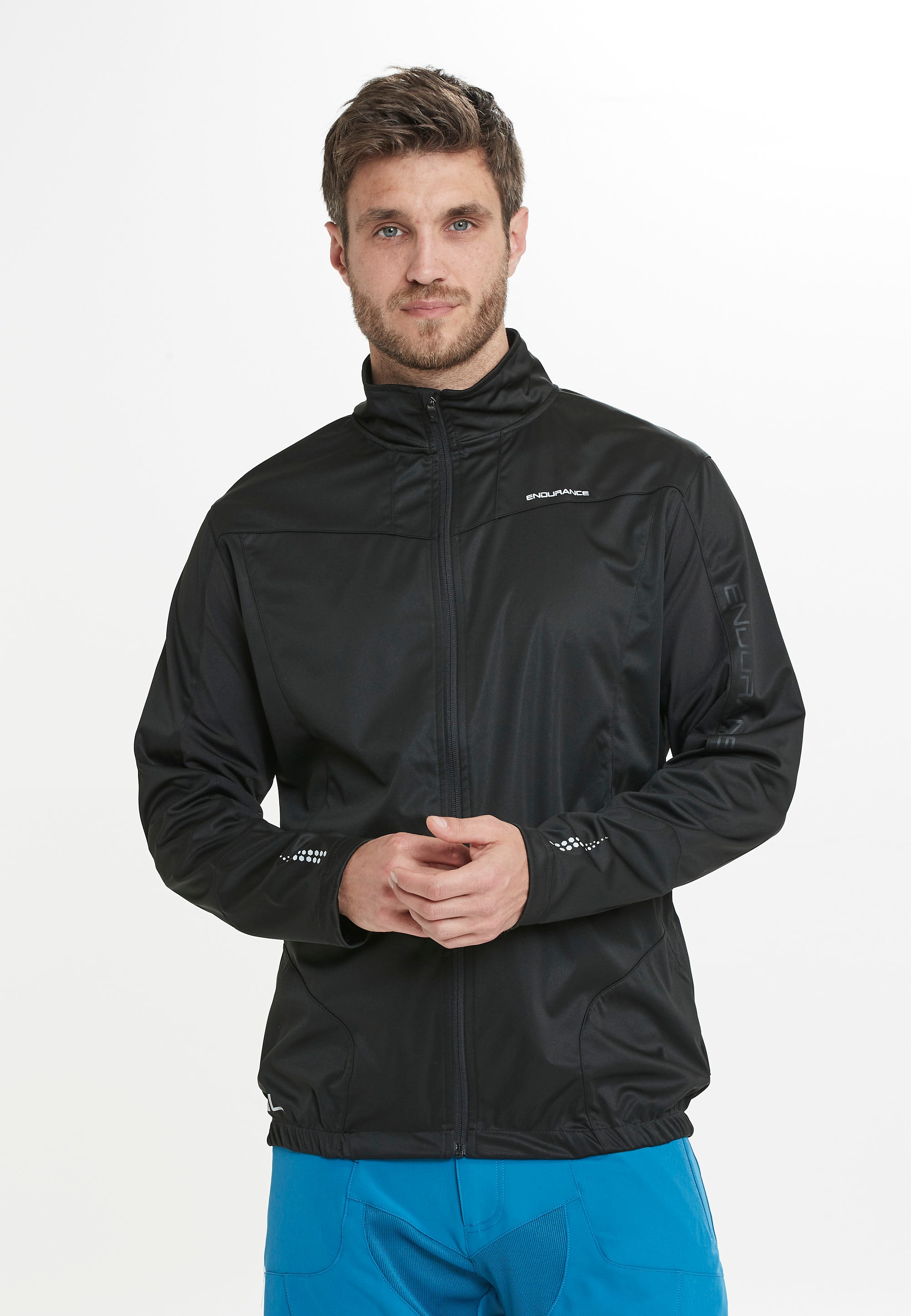 Radtrikot ENDURANCE "CLUSON M MEMBRANE CYCLING", Herren, Gr. S, schwarz, 70% Polyester, 30% Polyurethan, bedruckt, unifarben, normal, ohne Ausschnitt, Trikots, mit wasserdichter Funktions-Membrane Image