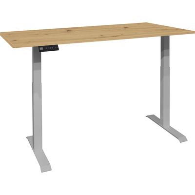 Schreibtisch MÄUSBACHER "Big System Office", silber (silber, asteiche, silber, asteiche), B:140cm, Tische, Breite 140 cm, elektrisch höhenverstellbar Image