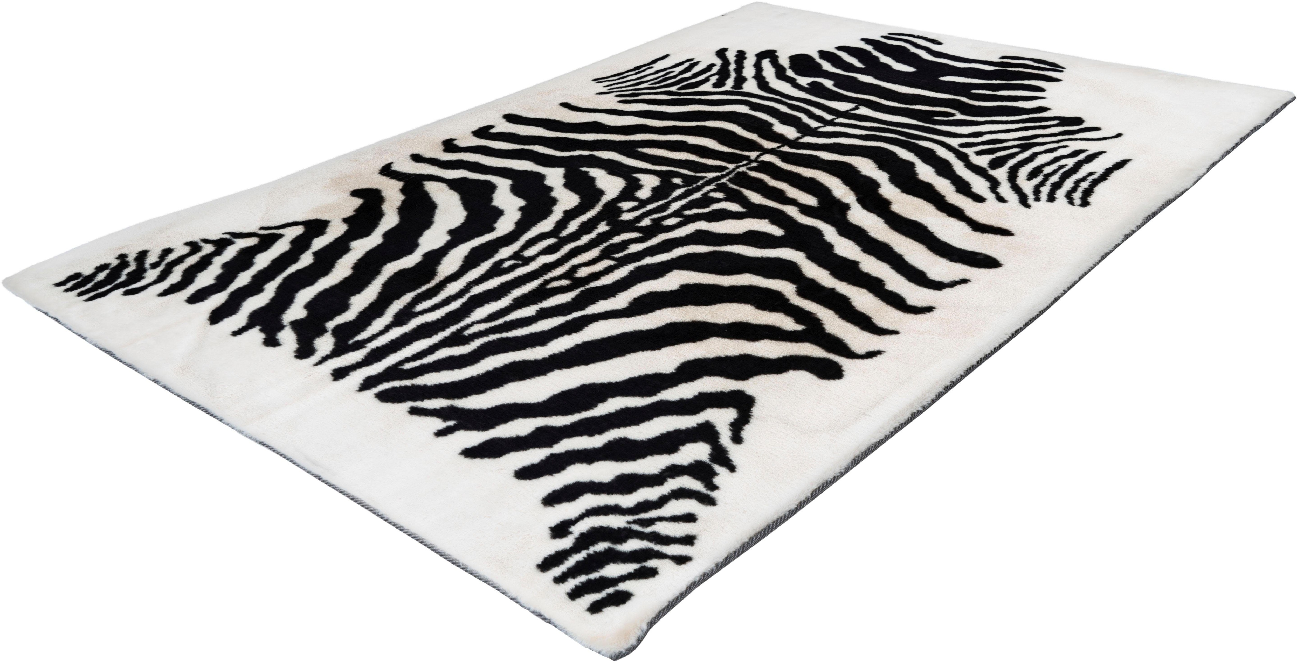 Hochflor-Teppich CALO-DELUXE "Vogesen 400" Gr. 4, schwarz-weiß (weiß, schwarz), B:160cm H:30mm L:230cm, Kunstfaser, Teppiche, weiche Haptik, Wohnzimmer Image