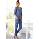 Pyjama ARIZONA Gr. 36/38, blau (jeans, meliert) Damen Homewear-Sets Pyjamas