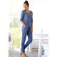 Pyjama ARIZONA Gr. 56/58, blau (jeans, meliert) Damen Homewear-Sets Pyjamas